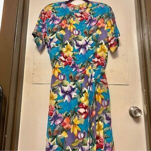 Talbots silk floral short sleeve dress size 10